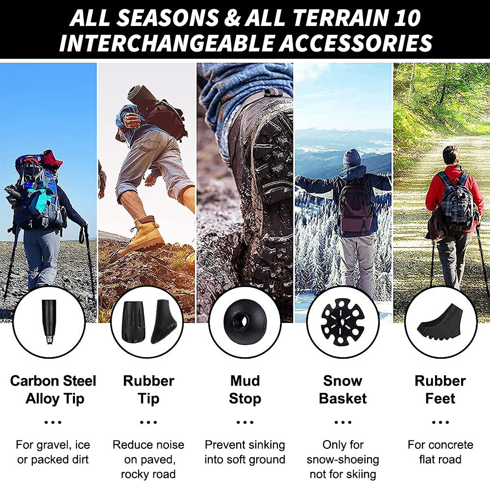 Lightweight Collapsible Hiking Poles with Anti-Shock & Ergonomic Grip