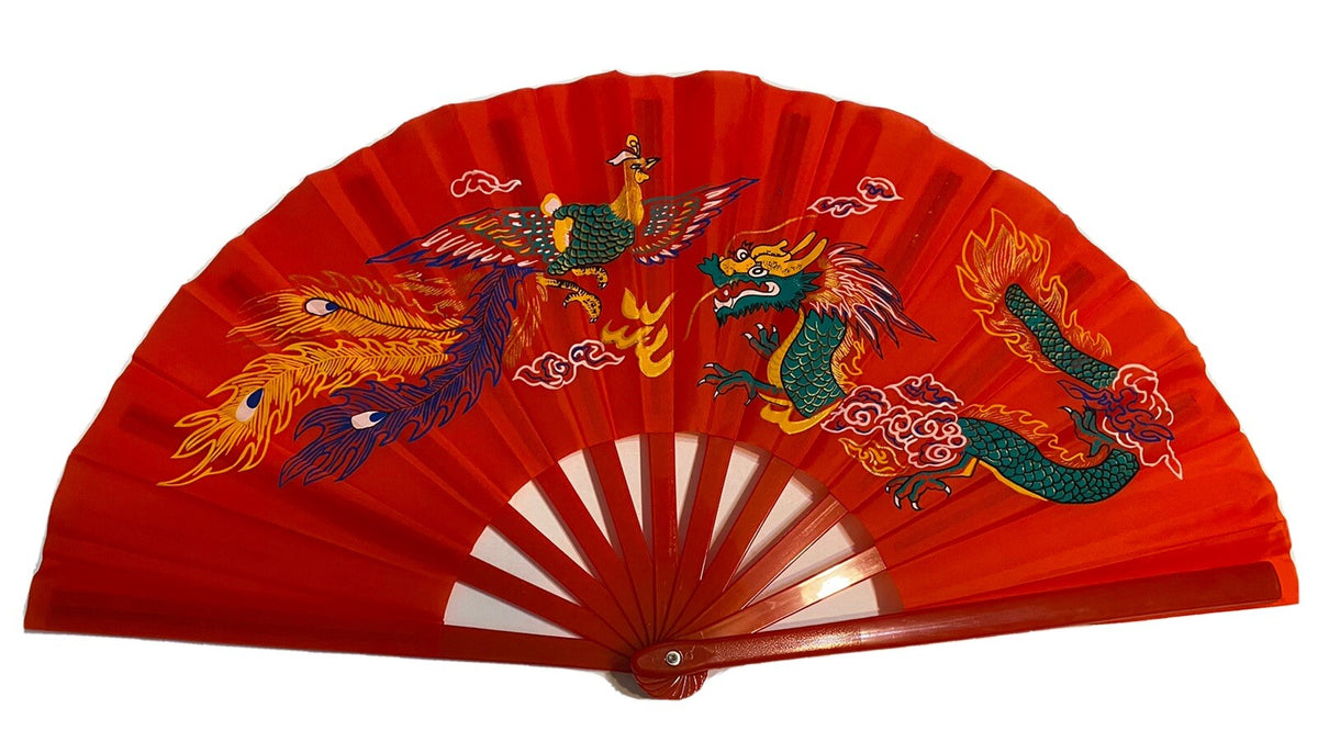 Red Plastic Kung Fu Tai Chi Training Fan for Martial Arts Practice