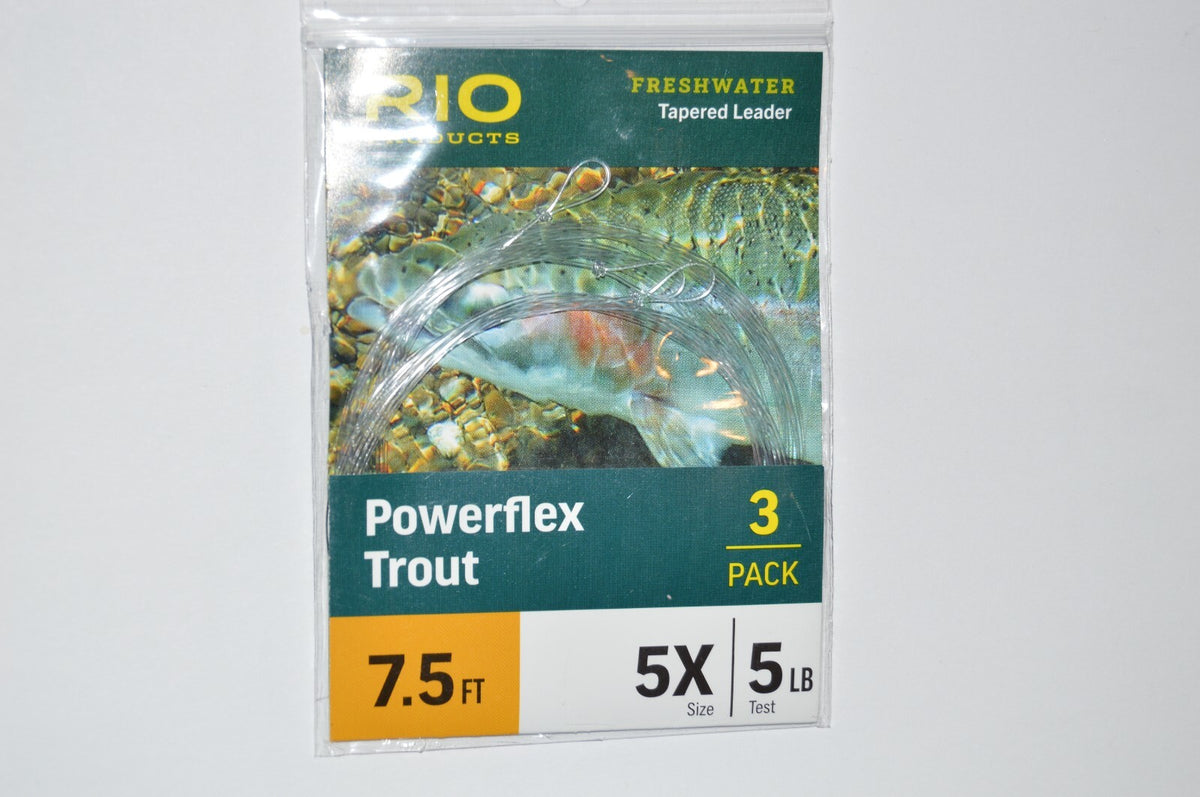 Rio Powerflex Trout Tapered Leaders 7.5ft 5X 5lb - Fly Fishing Tackle Pack of 3