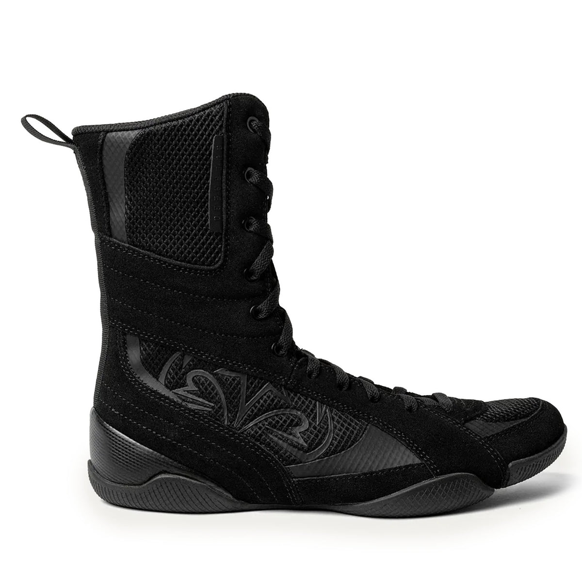 High Top Boxing Boots - Black, Size 8 for Combat Sports