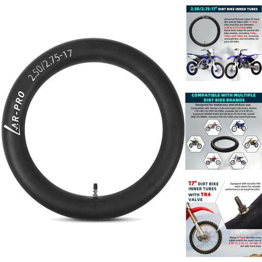 70/100-17 Dirt Bike Inner Tube Heavy Duty with Straight Valve Stem