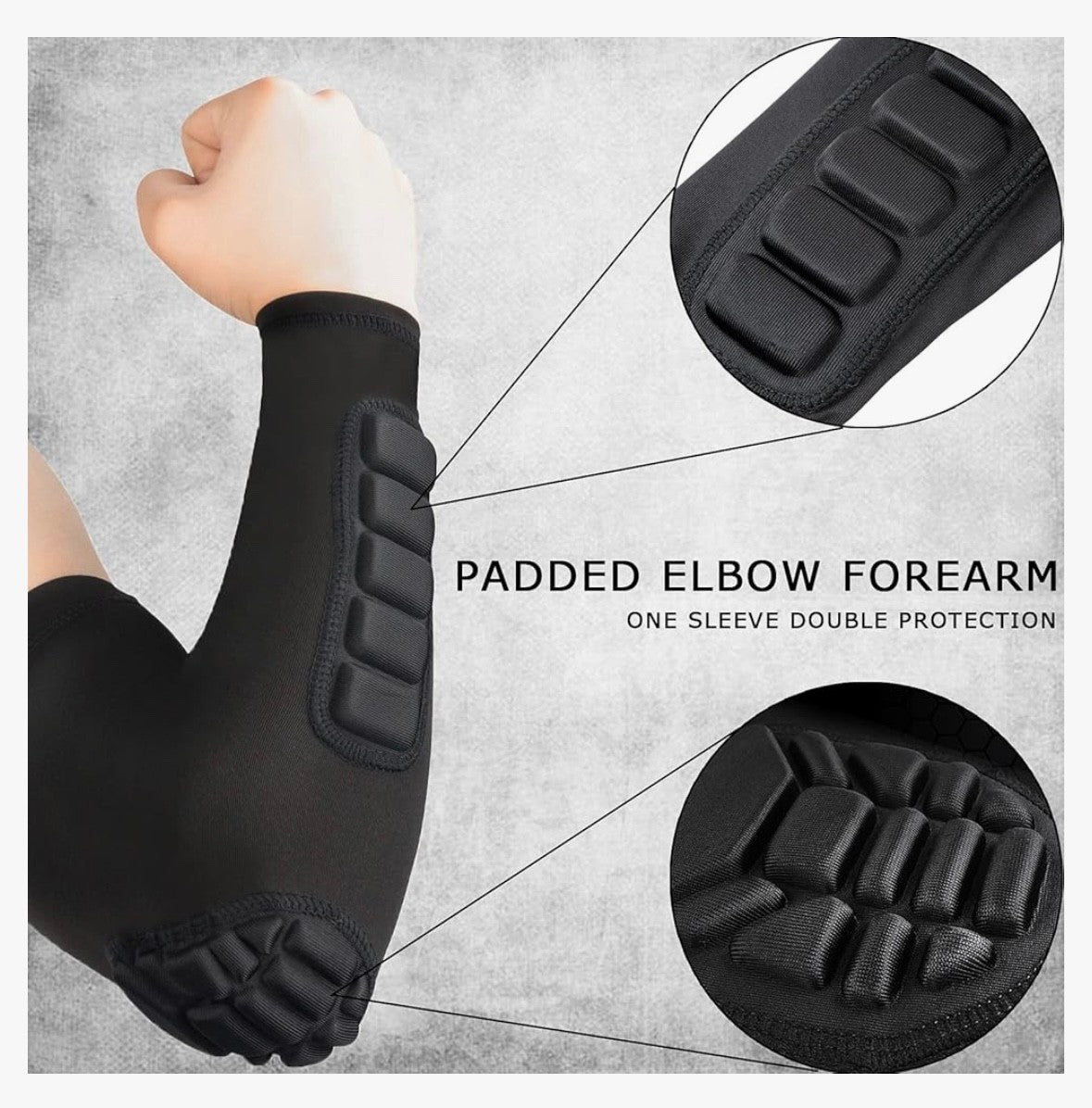 Hobrave Padded Elbow & Forearm Sleeves 2 Pack for Impact Protection - XL Black