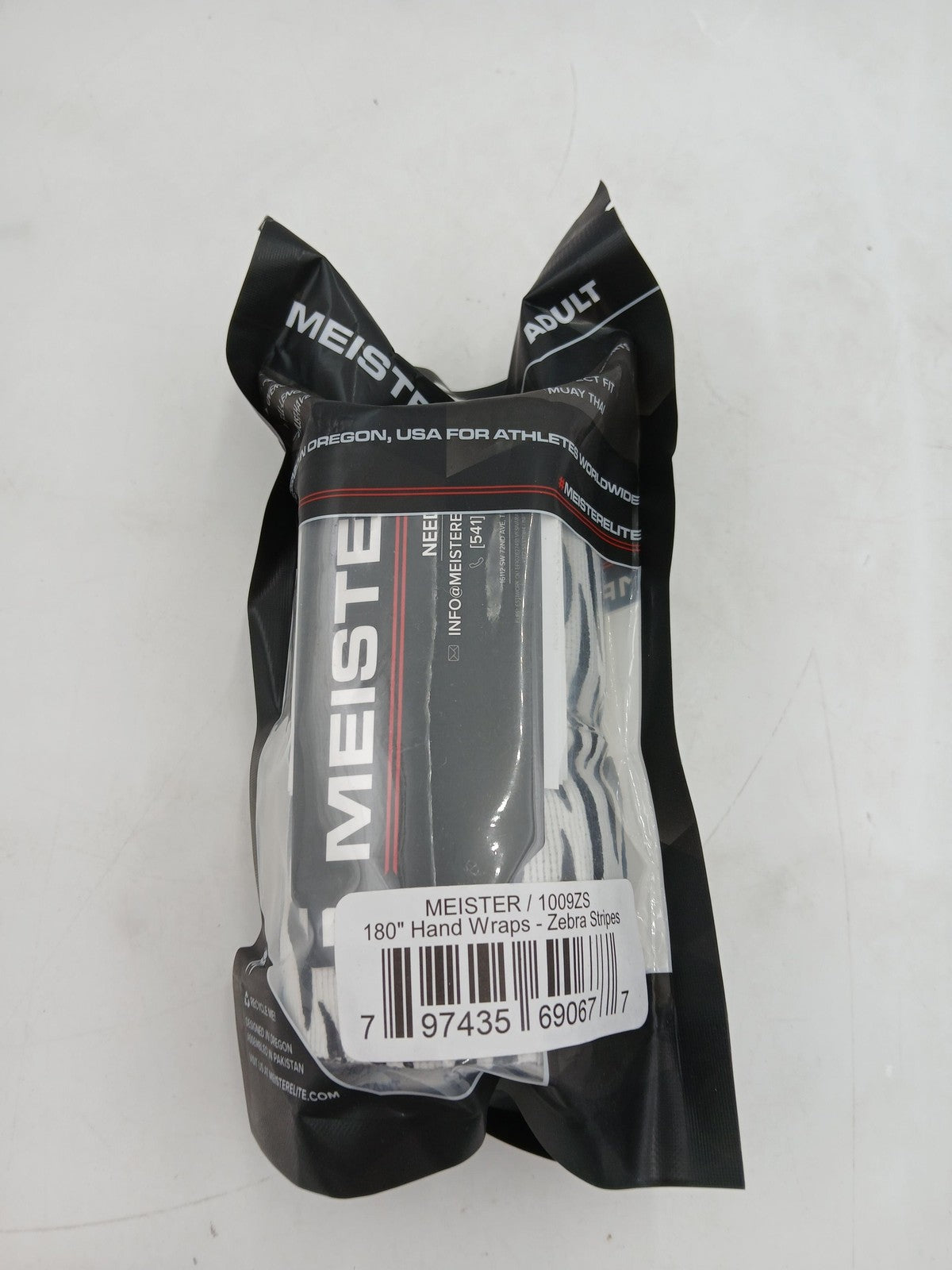 Boxing Hand Wraps 180 Inch Zebra Stripes White Adult Large MMA Training Gear
