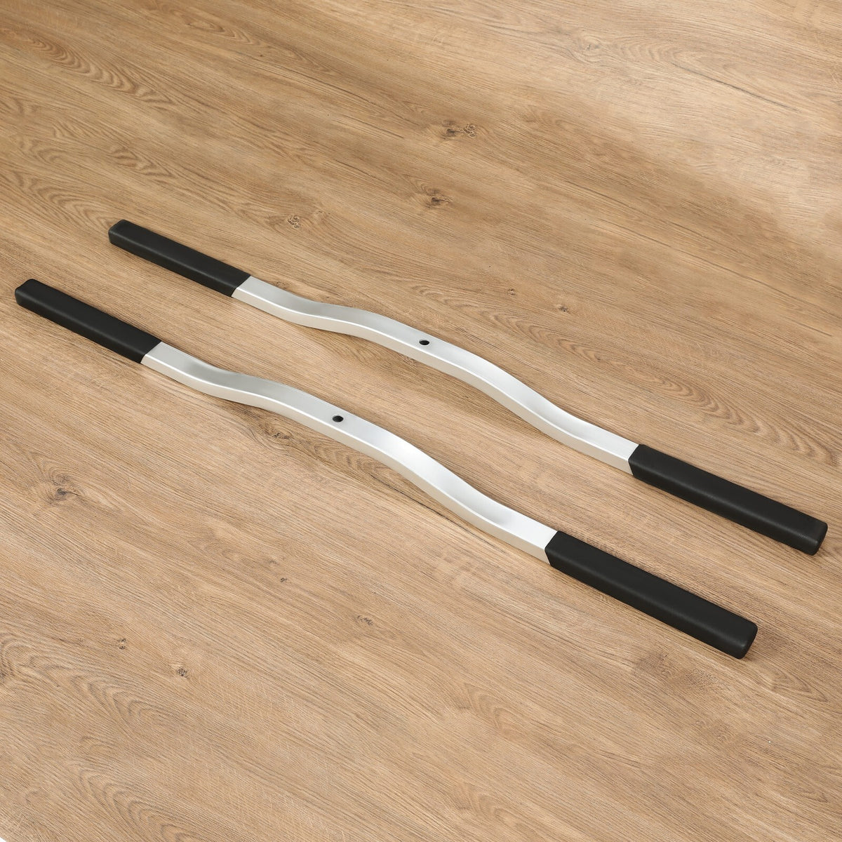 Universal Snowmobile Trailer Ski Tie Down Bars with Black Boots - 2 Pack