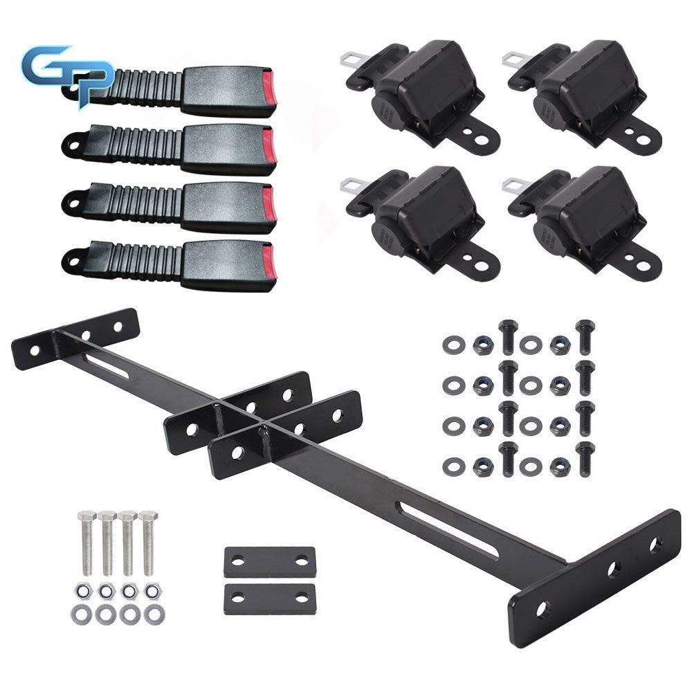 4 Retractable Golf Cart Seat Belts & Bracket Kit Universal Fit for EZGO Yamaha Club Car