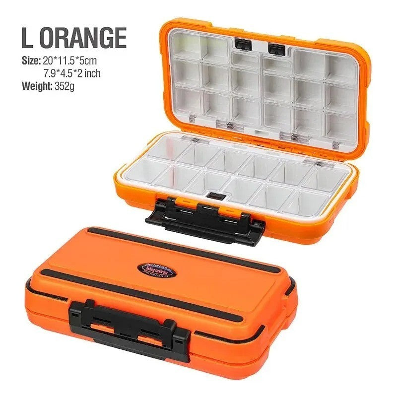 Waterproof Fishing Tackle Box with Compartments 2-Layer Hard Case Storage