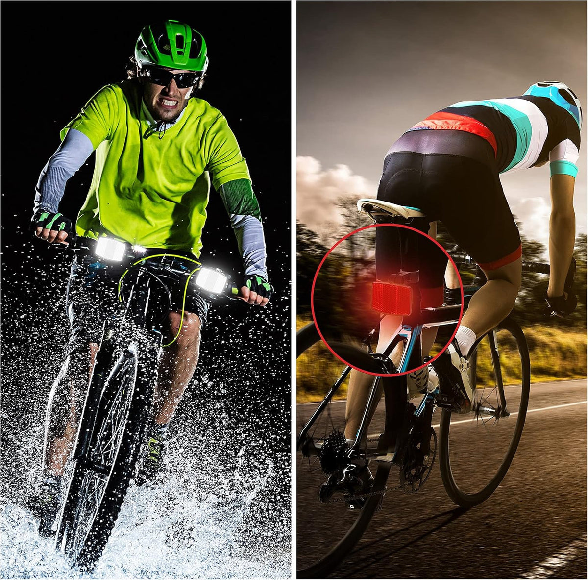Bike Front & Rear Reflectors Kit with Spoke Reflectors for Night Riding