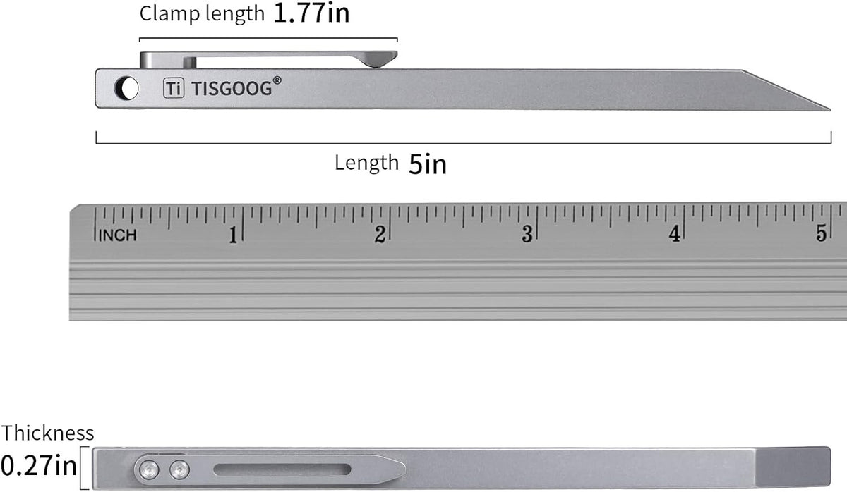 Titanium Pry Bar 5 Inch Lightweight EDC Pocket Tool with Clip