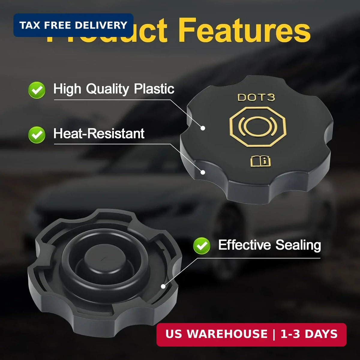Brake Fluid Cap Replacement for GMC, Chevrolet, Cadillac | DOT3 Master Cylinder Cover