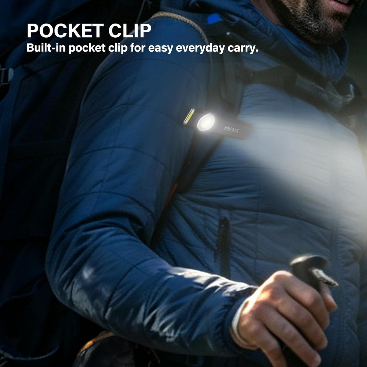 Rechargeable LED Flat Flashlight with Magnetic Base 500 Lumens - Slim Pocket Design