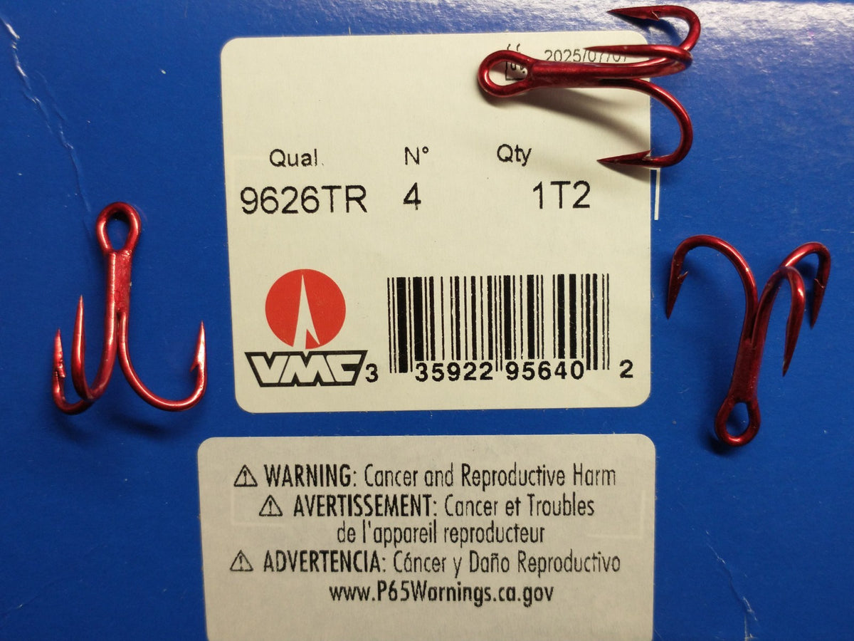 Treble Fishing Hooks 4X Strong O'Shaugnessy Tin-Red Bulk 100 Pack