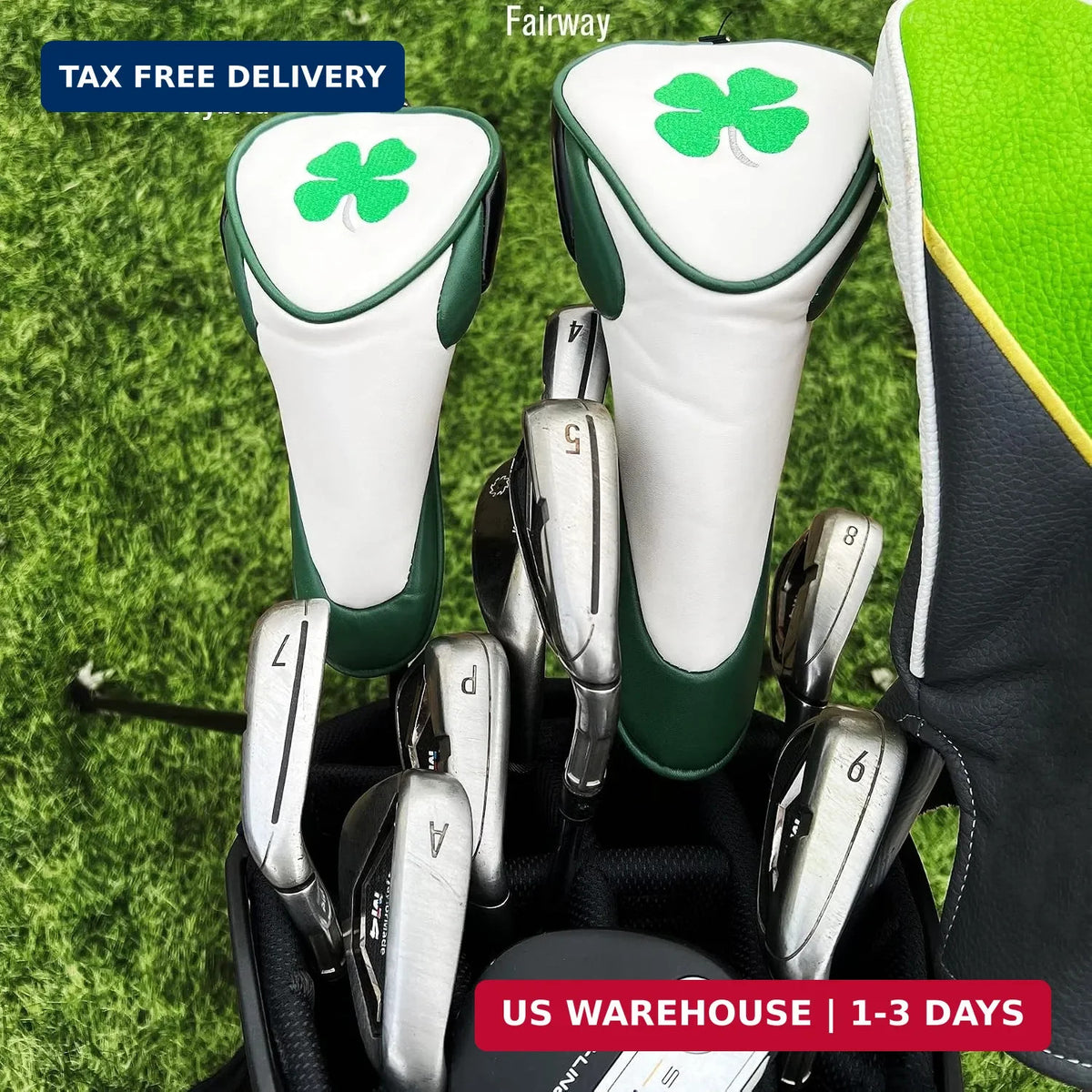 Golf Lucky Irish Four Leaf Clover Celtic Headcover with Zipper - Premium Leather Padding