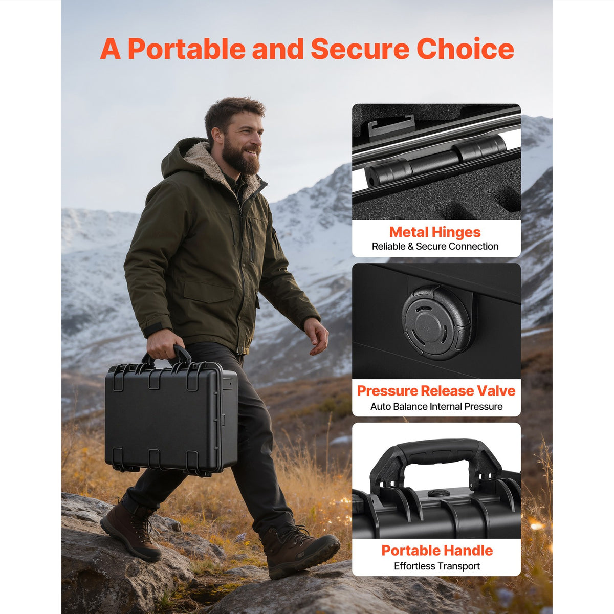Hard Pistol Case with Foam Interior - Secure, Waterproof Gun Storage 18.7x12.5x7.5in