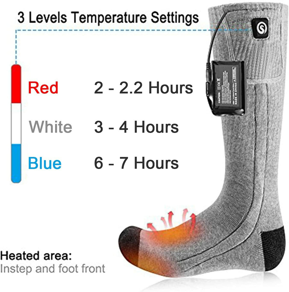 Rechargeable Heated Socks for Men Women - Thermal Electric Foot Warmer for Hiking Camping