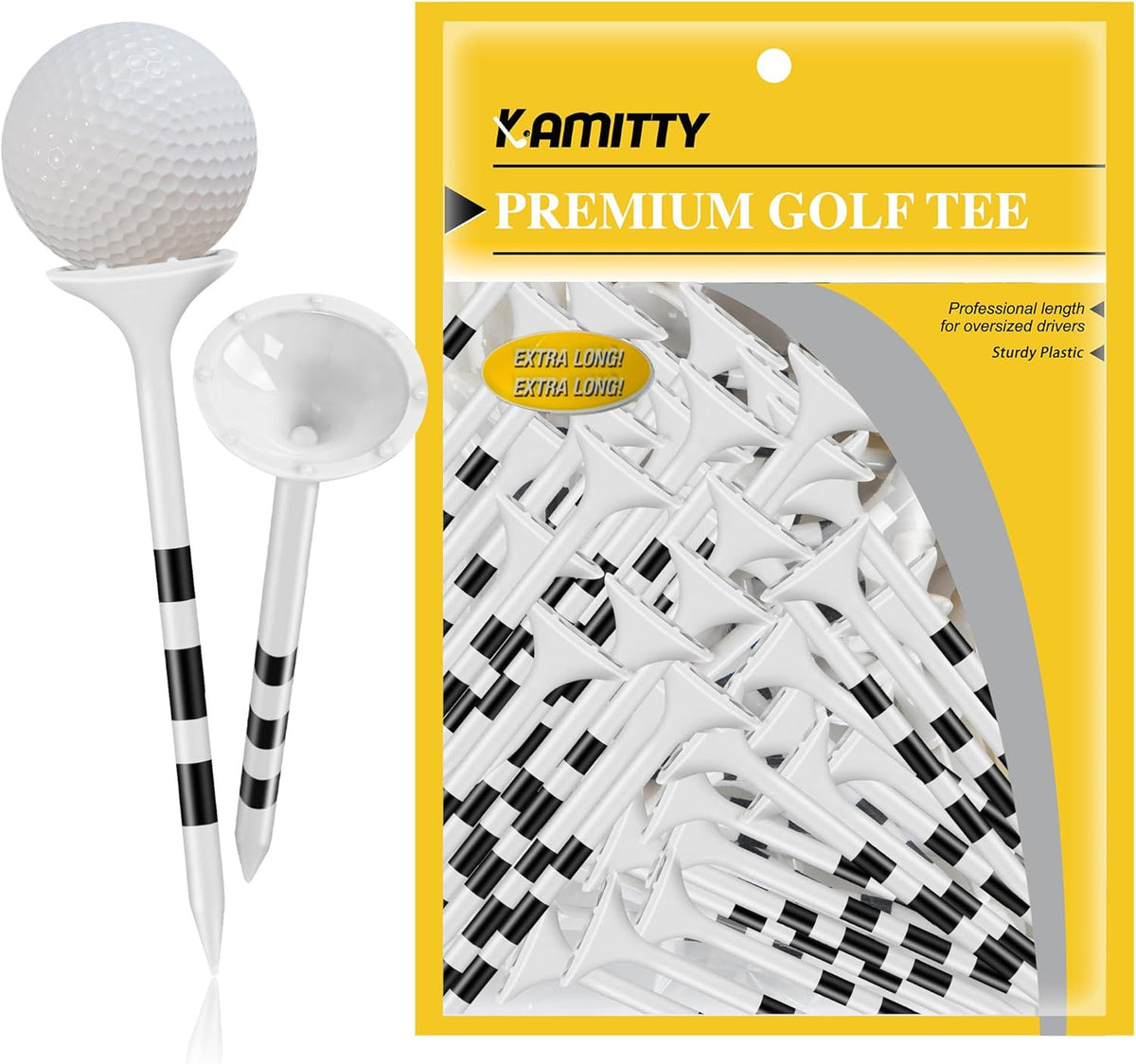 Unbreakable Plastic Golf Tees 3 1/4-Inch Pack of 50 with Big Cup Design