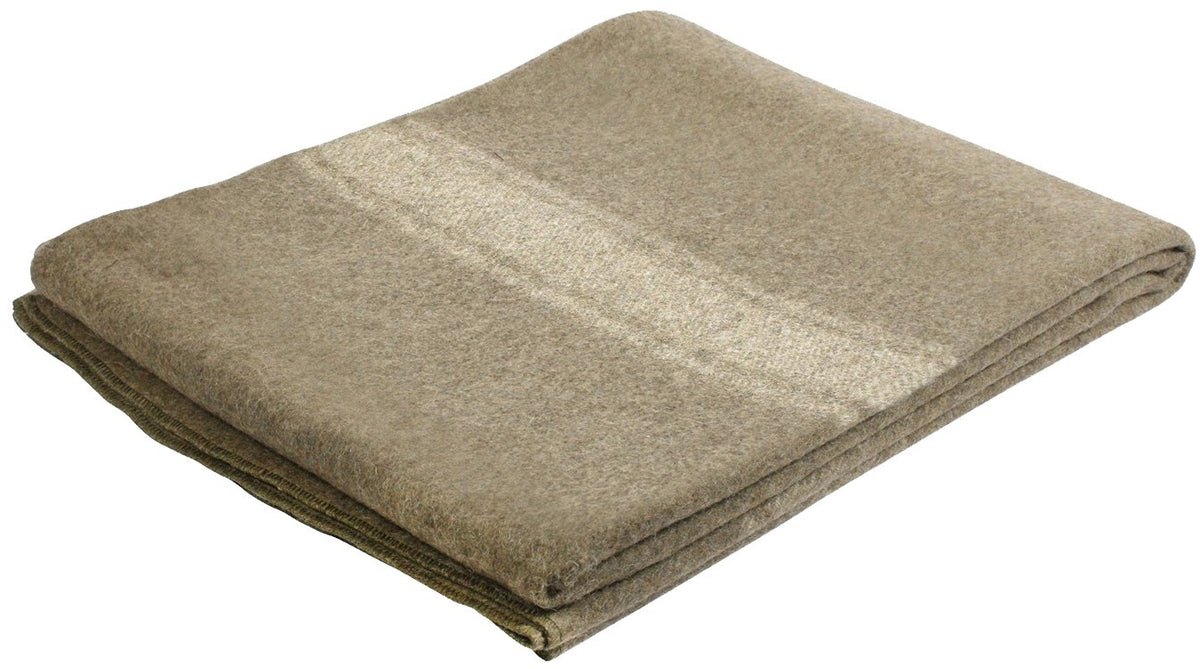 European Surplus Wool Blanket for Camping, Outdoor, Emergency Use - Khaki