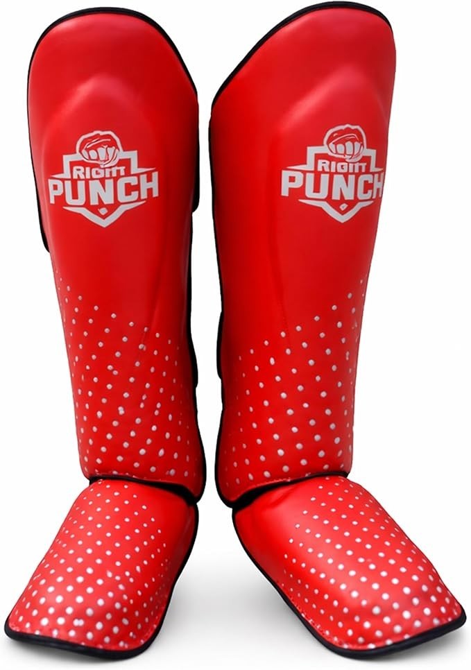 MMA Boxing Gloves Head Guard Shin Guards Training Equipment Red