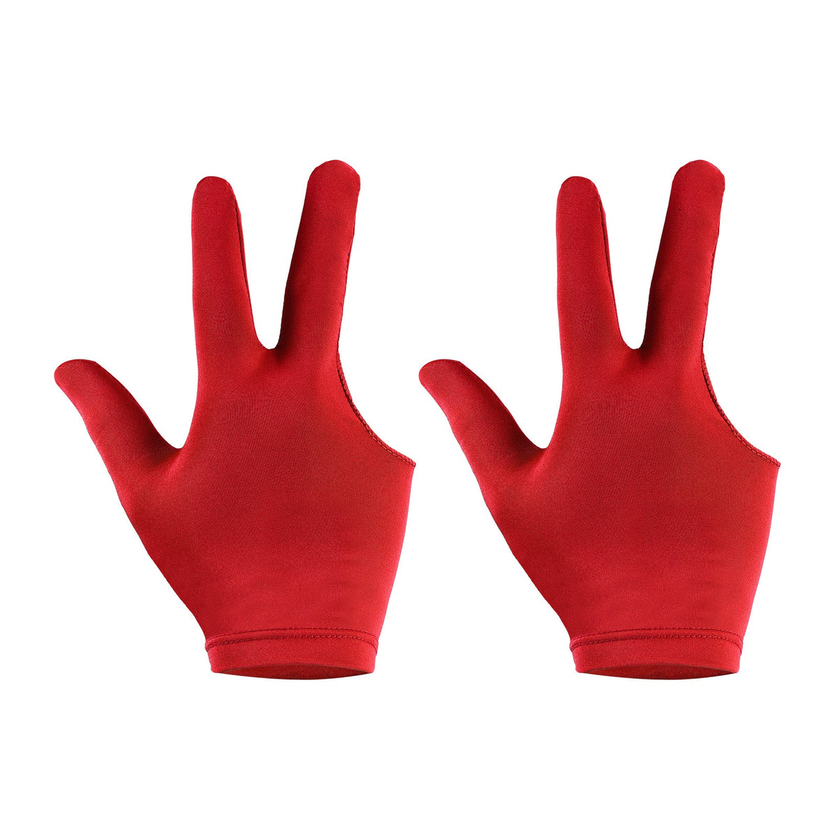 2Pcs 3-Finger Billiard Gloves Left & Right Hand Red