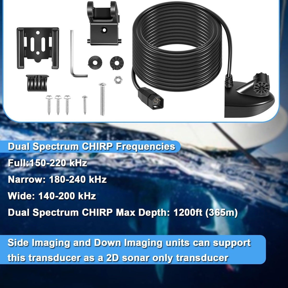 Marine Fish Finder Transducer for Humminbird Helix 5-12 with Temp Sensor