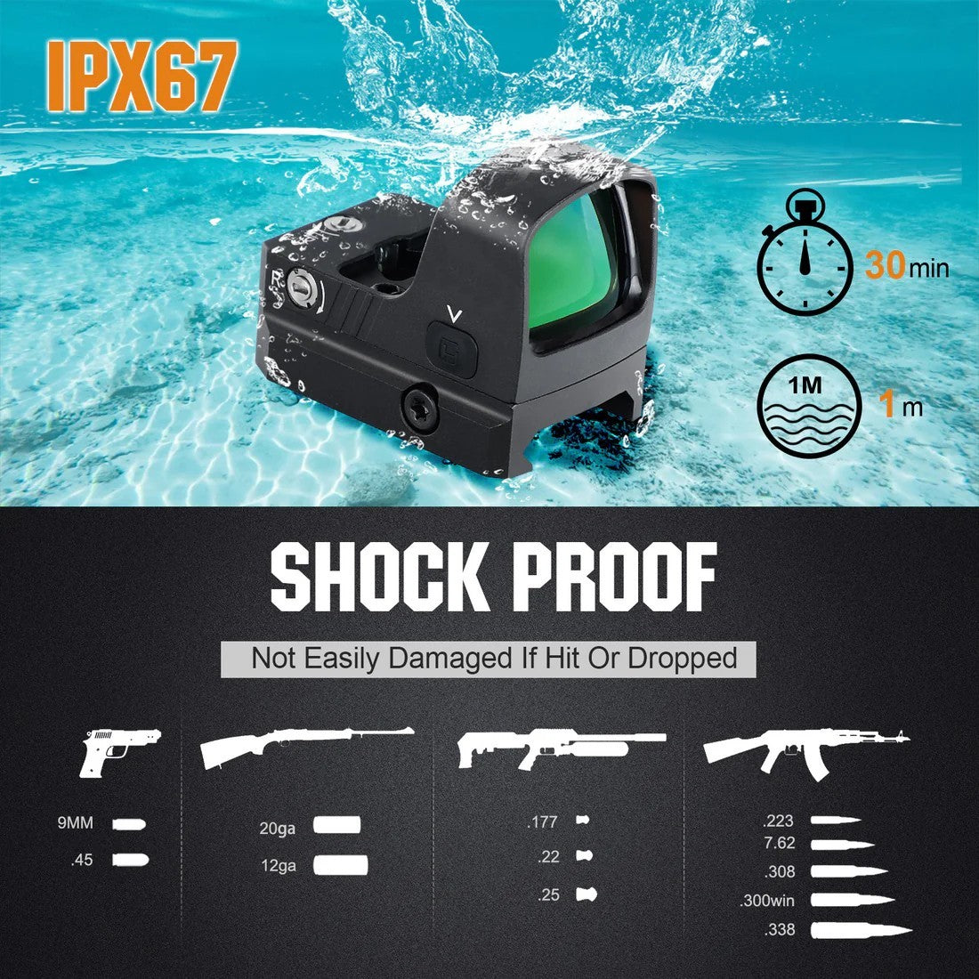 TSA Green Dot RMR Footprint Optic Sight with Shake Awake & Top-Load Battery