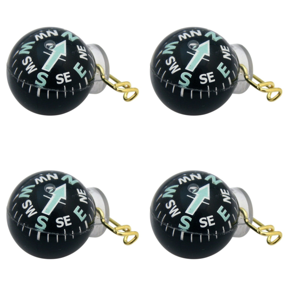 Pin-On Liquid-Filled Compass with Luminous Arrow 4-Pack for Hiking & Survival