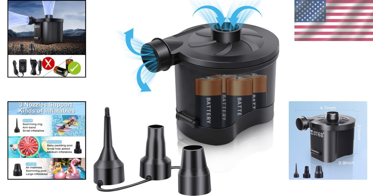 Battery Operated Air Pump for Camping Inflatable Pools and Air Mattresses