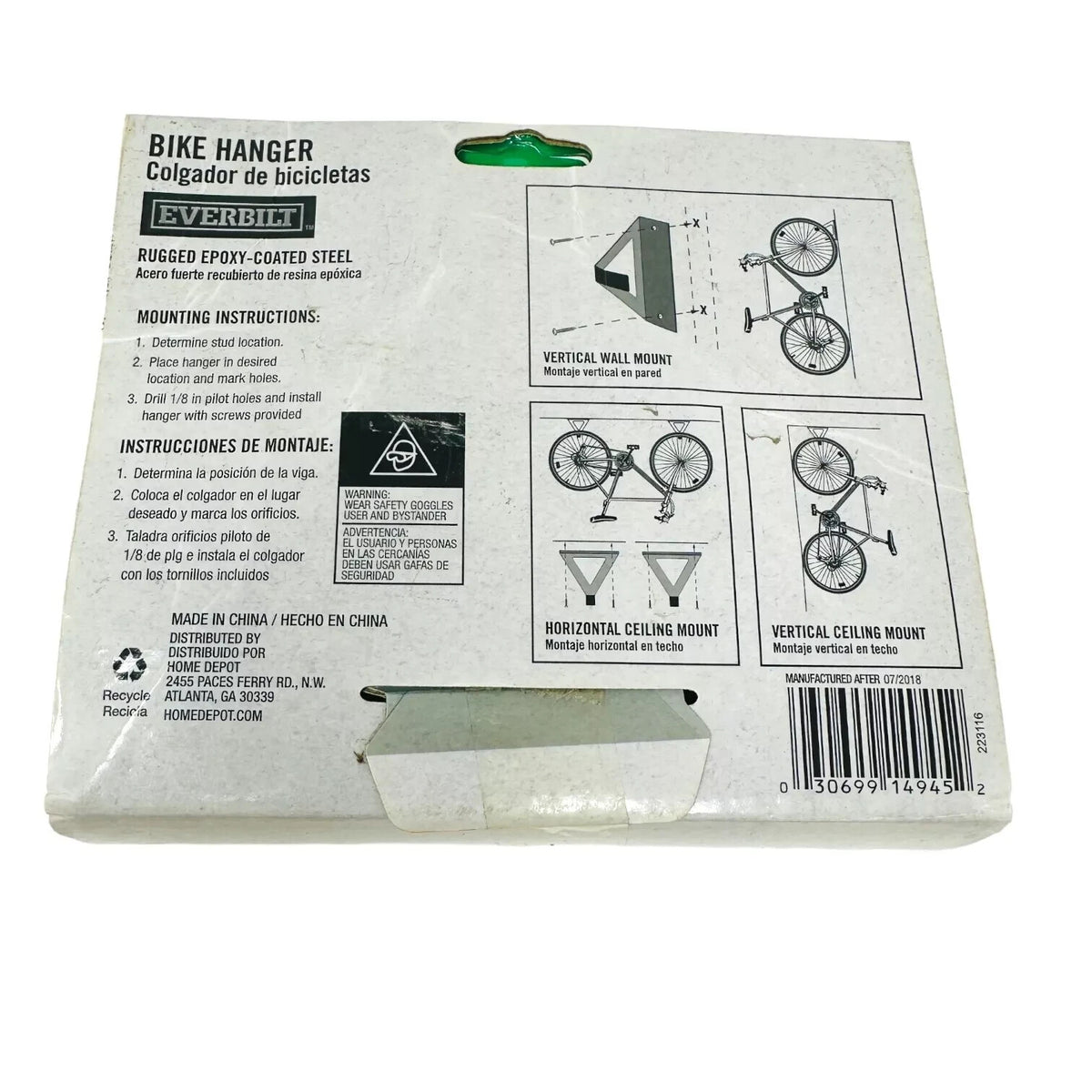 Bike Wall & Ceiling Mount Brackets - Set of 2, 30 lb Capacity