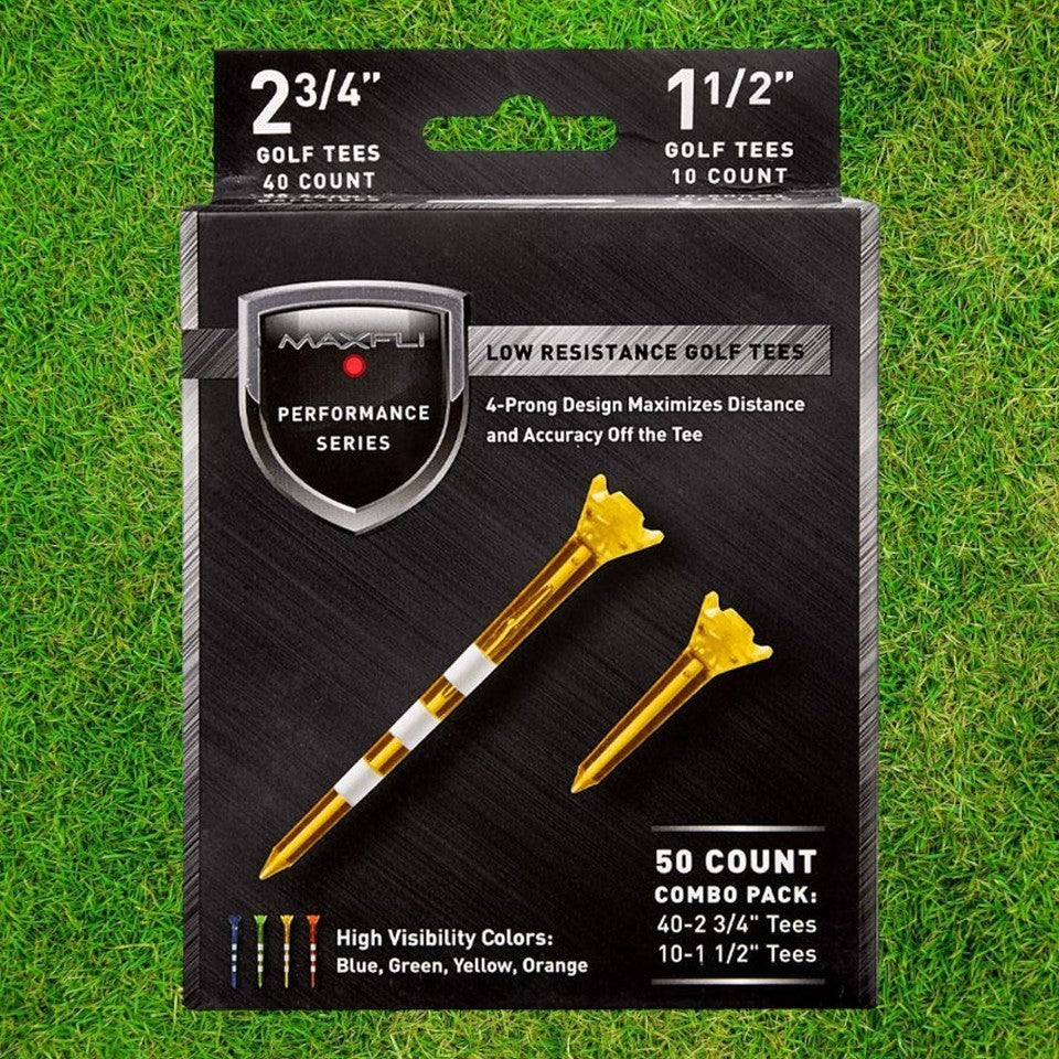 Performance Golf Tees 200 Pack - Low Resistance 2 3/4" & 1 1/2" Combo