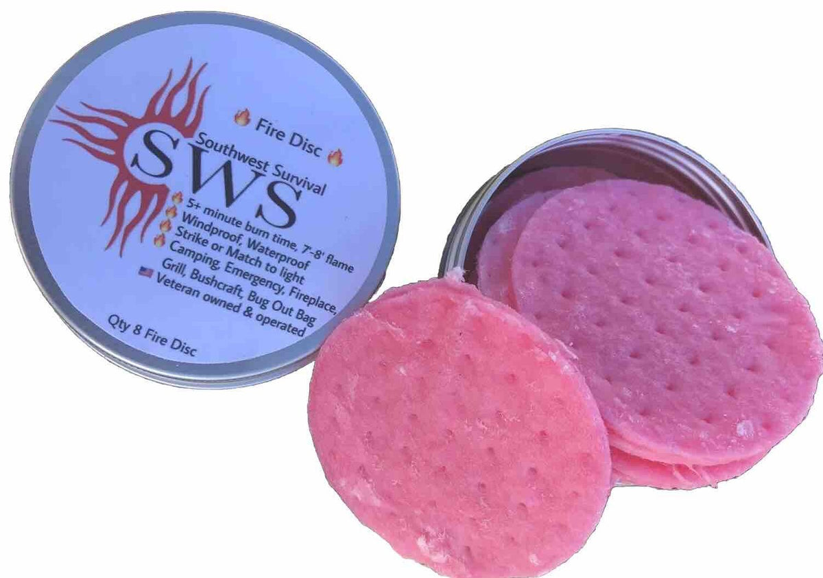Outdoor Fire Starter Discs Pack of 8 - Waterproof, Windproof Camping Tinder