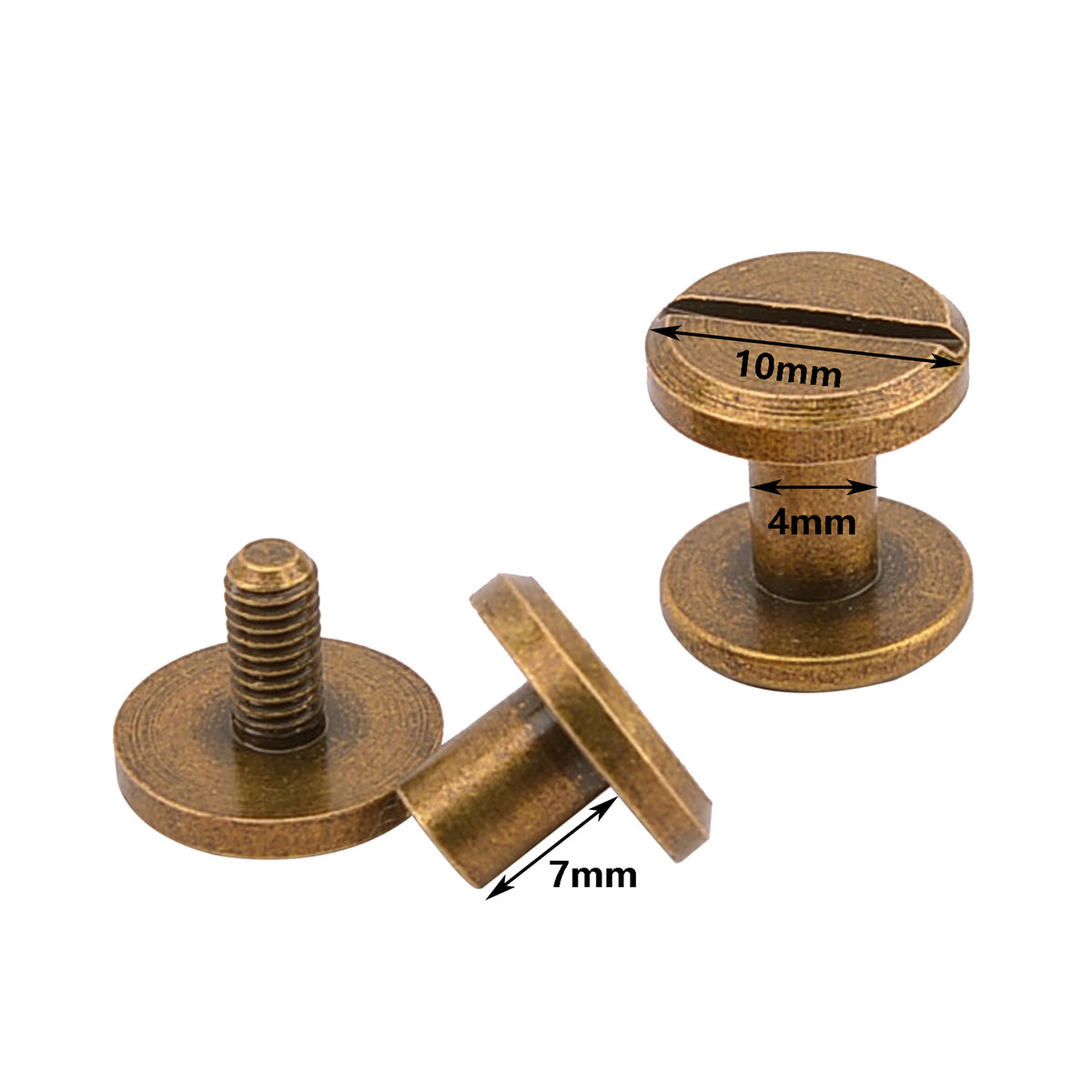 Brass Chicago Screws Rivets for Leather and Gun Holsters - All Sizes