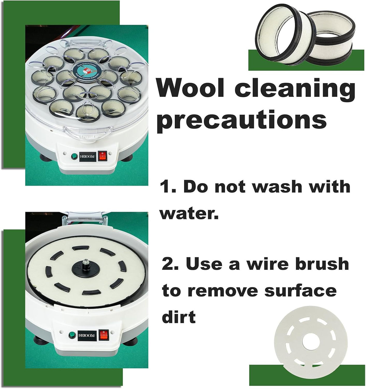 Billiard Ball Polishing Kit 16 Wool Rings + 1 Wool Felt Pad - Ball Cleaner & Polisher