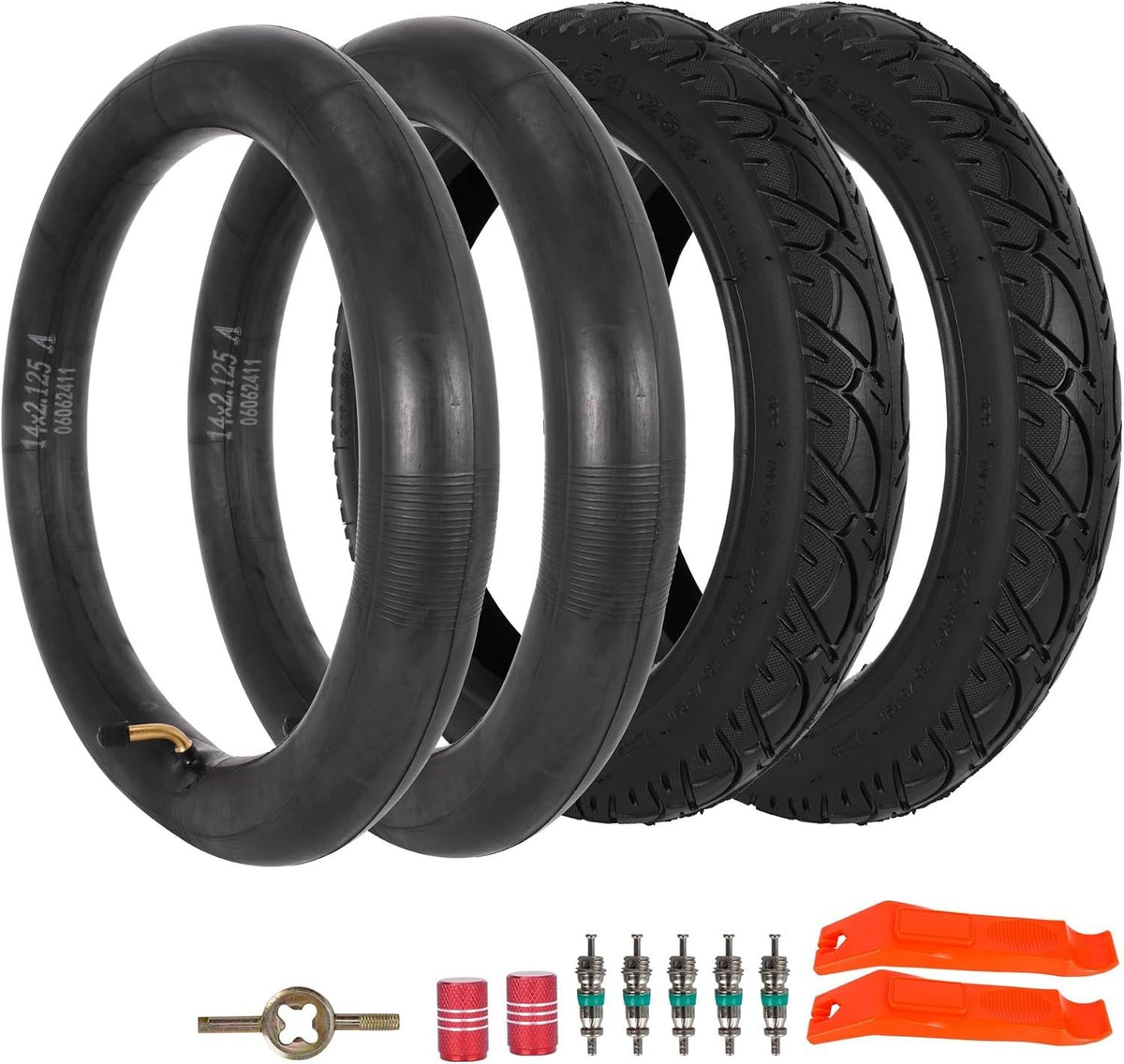14-Inch Electric Bike & Scooter Tire and Tube Set with Angled Valve Stem