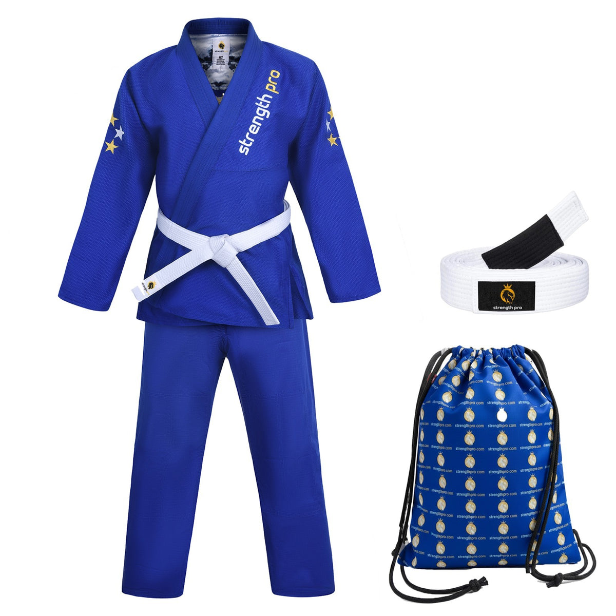 Jiu Jitsu Gi Preshrunk Training Kimono Uniform with Belt - Blue, IBJJF Approved