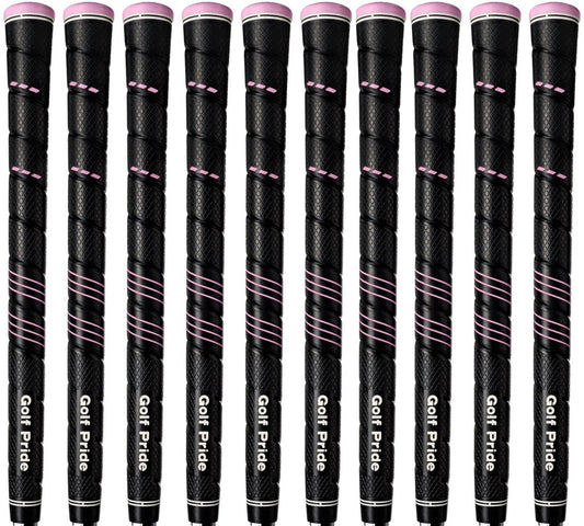 Golf Grip Set - CP2 Wrap Undersize Black & Pink Golf Club Grips with Plus4 Technology - Pack of 10