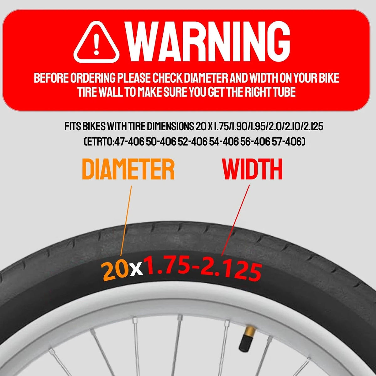 20 Inch Bicycle Inner Tubes Set - Fits 1.75-2.125 Inch Tires, Heavy Duty, 2 Pack