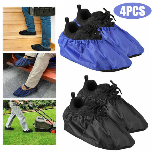 Waterproof Reusable Shoe Covers with Non-Slip Soles - Fits Up to US Men’s Size 10