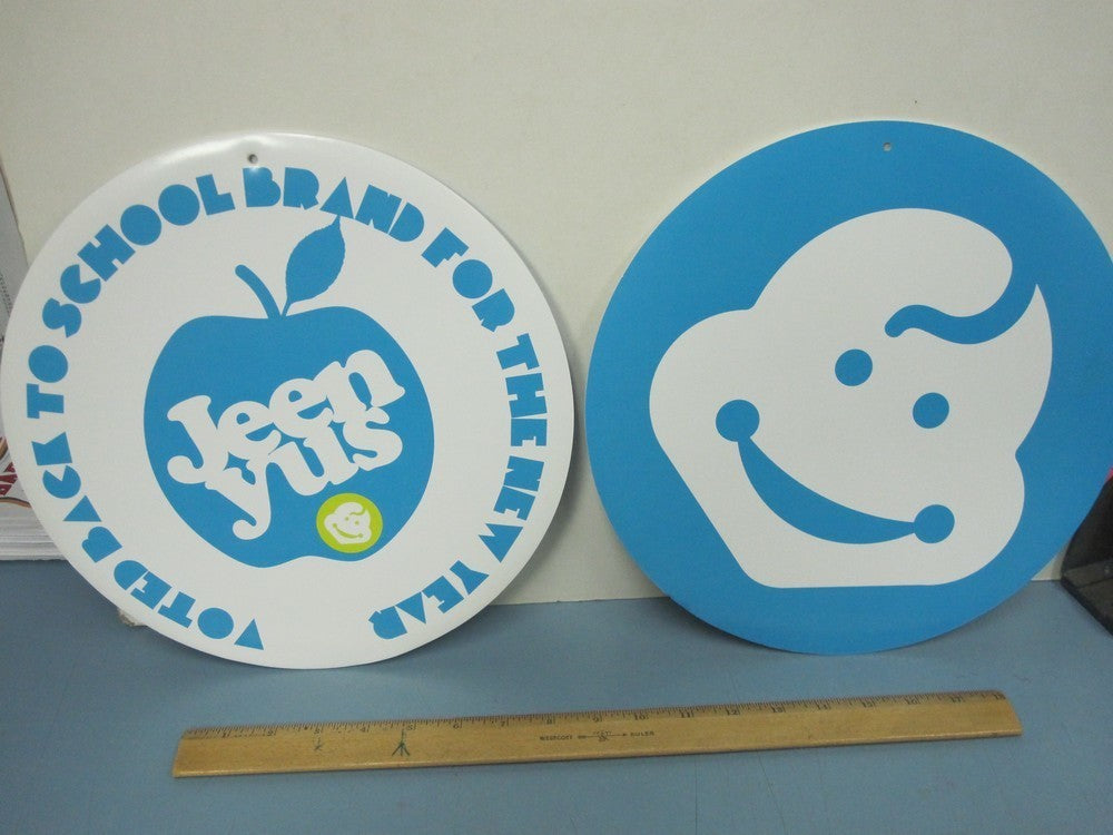 Jeenyus Vintage Snowboard Sign 2003 Dealer Promo Double Sided N.O.S.