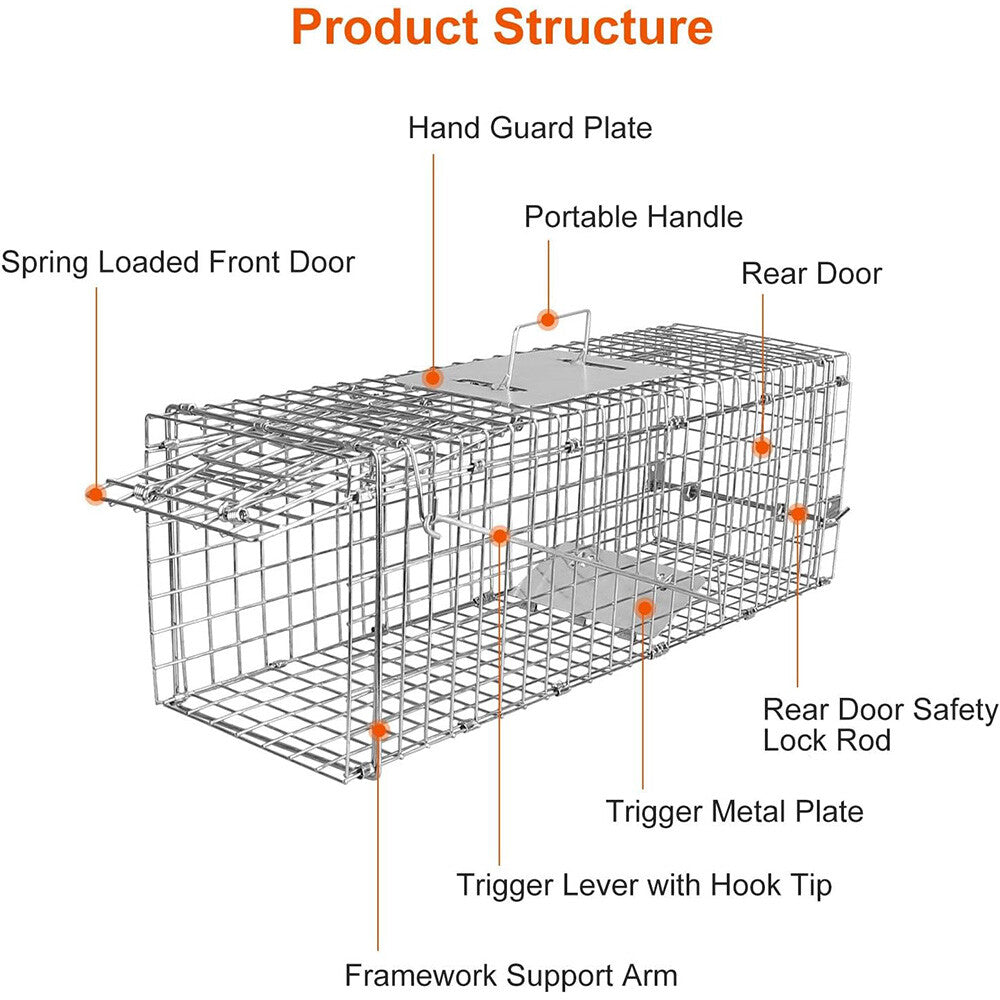 Extra Large Humane Animal Trap for Small Animals 24x8x7.5 Inches