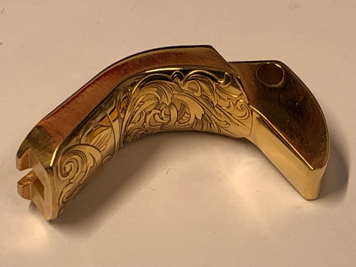 1911 GI Style Gold Plated Grip Safety with Laser Engraved Scroll Pattern