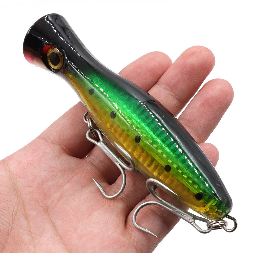 6pcs Popper Fishing Lures Set with 3D Eyes Topwater Baits 40g
