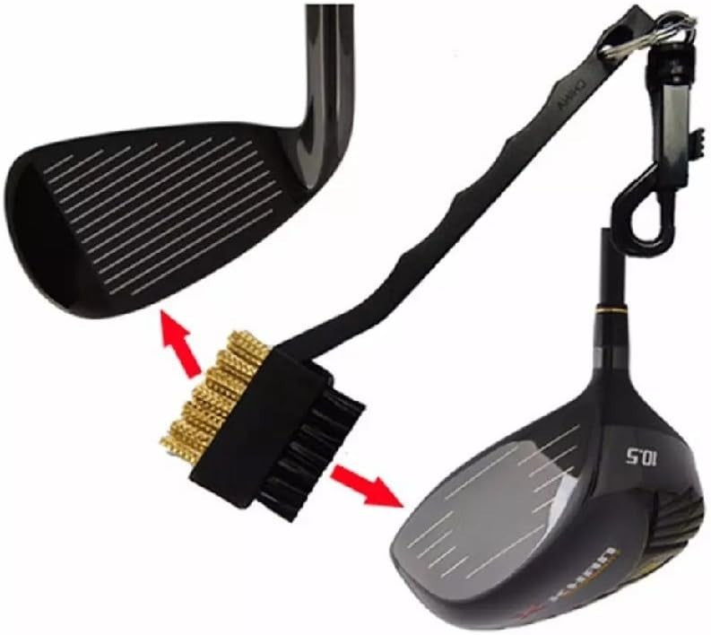 Golf Club Cleaning Brush with Brass & Nylon Bristles, Compact & Lightweight