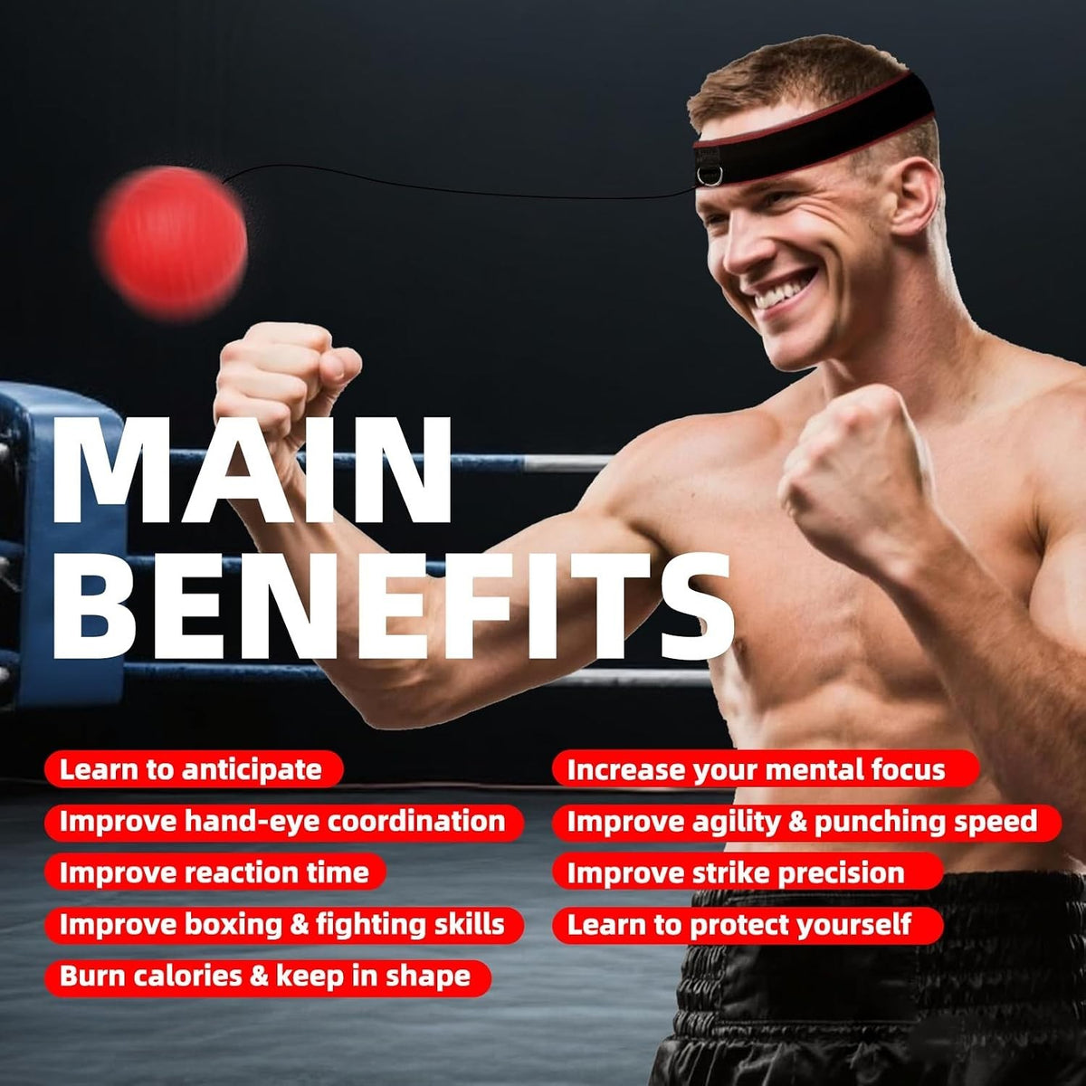 Boxing Reflex Ball Set with 4 Weighted Balls & 2 Headbands for Training