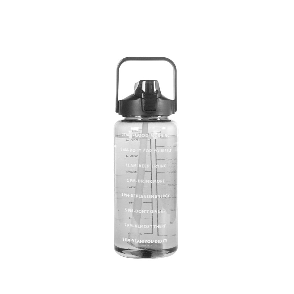 Motivational Half Gallon Water Bottle with Time Marker and Straw - 64 oz BPA Free Hydration Bottle