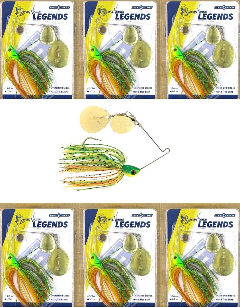Fishing Spinnerbaits - 6-Pack Fire Tiger Double Colorado Blades