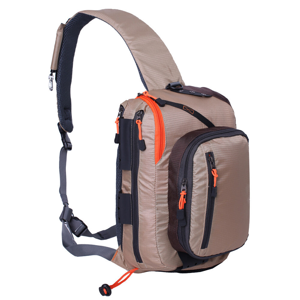 Fly Fishing Sling Bag with Multiple Pockets and Fly Patch - Lightweight Durable Chest Pack