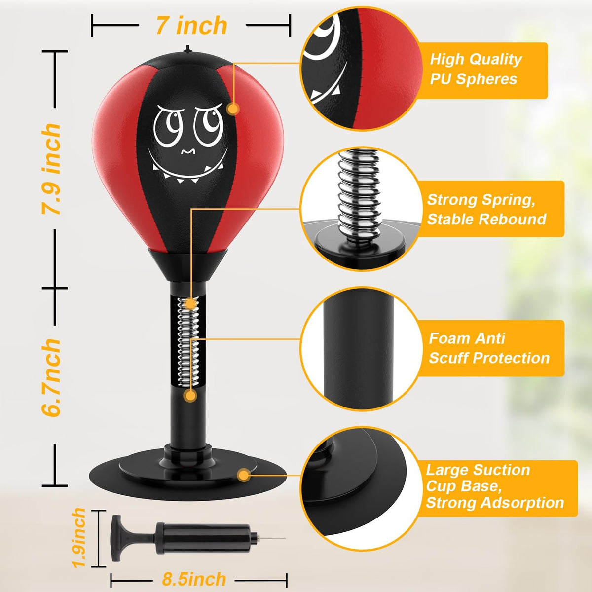 Desktop Punching Bag Stress Relief Toy with Strong Suction Base