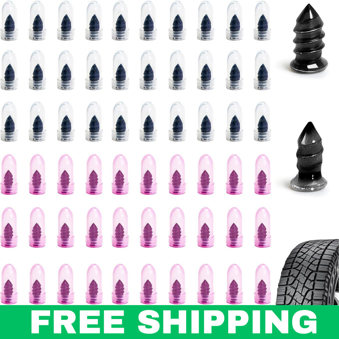 60PCS Car Tire Repair Kit Tubeless Puncture Fix Includes Nails & Plugs