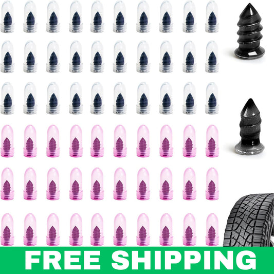 60PCS Car Tire Repair Kit Tubeless Puncture Fix Includes Nails & Plugs