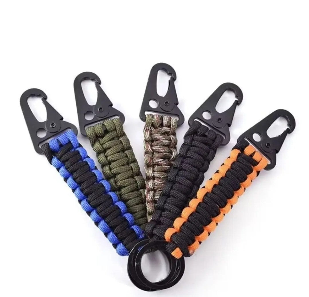 Tactical Paracord Keychain with HK Clip - Rugged EDC Key Fob and Lanyard