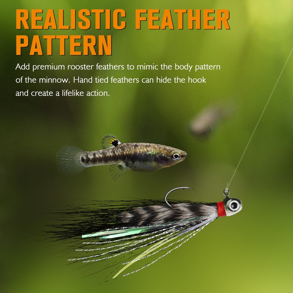 40PCS Fishing Jigs Kit - Hand-Tied Crappie Bucktail Hair Lures with 3D Eyes and V-Style Hooks